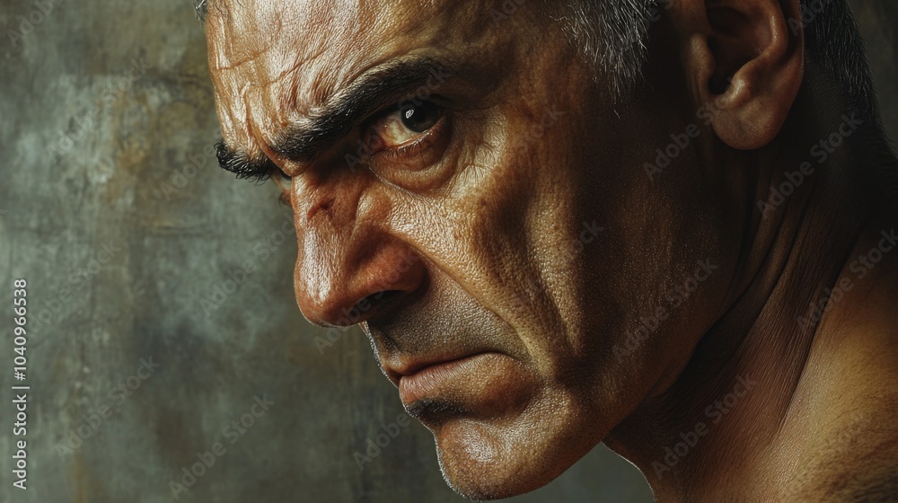 Close-up Portrait of a Man with an Intense Expression Close-up Portrait of a Man with an Intense Expression