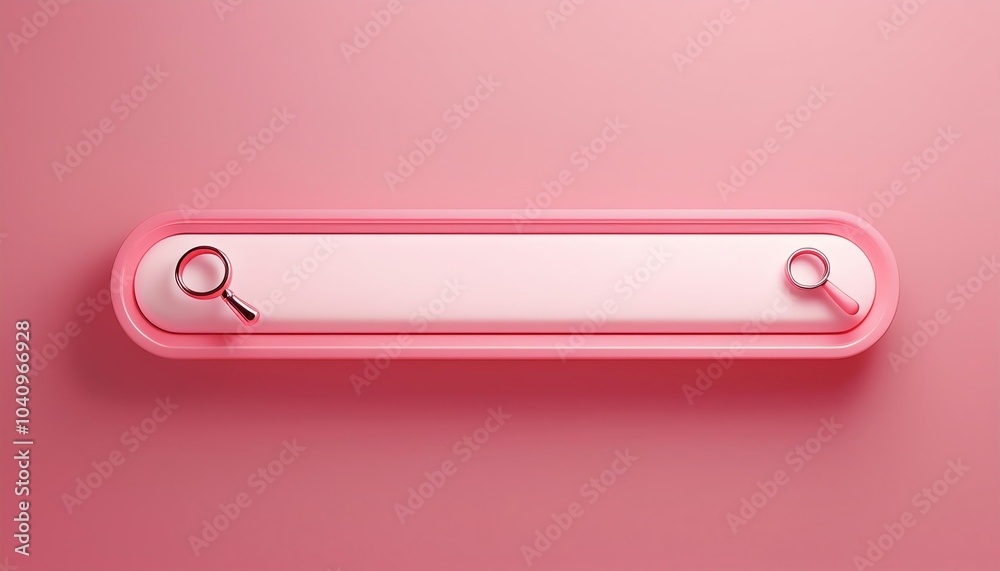 A minimalist pink search bar with a magnifying glass, blending seamlessly with a matching pink background. A minimalist pink search bar with a magnifying glass, blending seamlessly with a matching pink background.