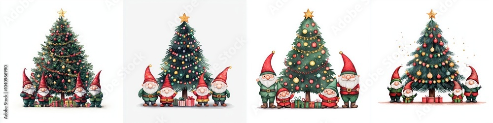 Vibrant Christmas Trees with Multicolored Lights Vibrant Christmas Trees with Multicolored Lights