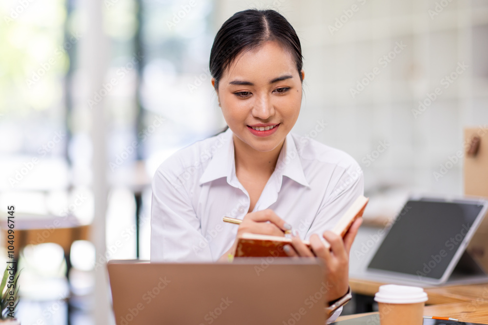 Asian Business woman work at workplace. concept of tax, report, accounting, statistics, and analytical research.
Asian Business woman work at workplace. concept of tax, report, accounting, statistics, and analytical research.