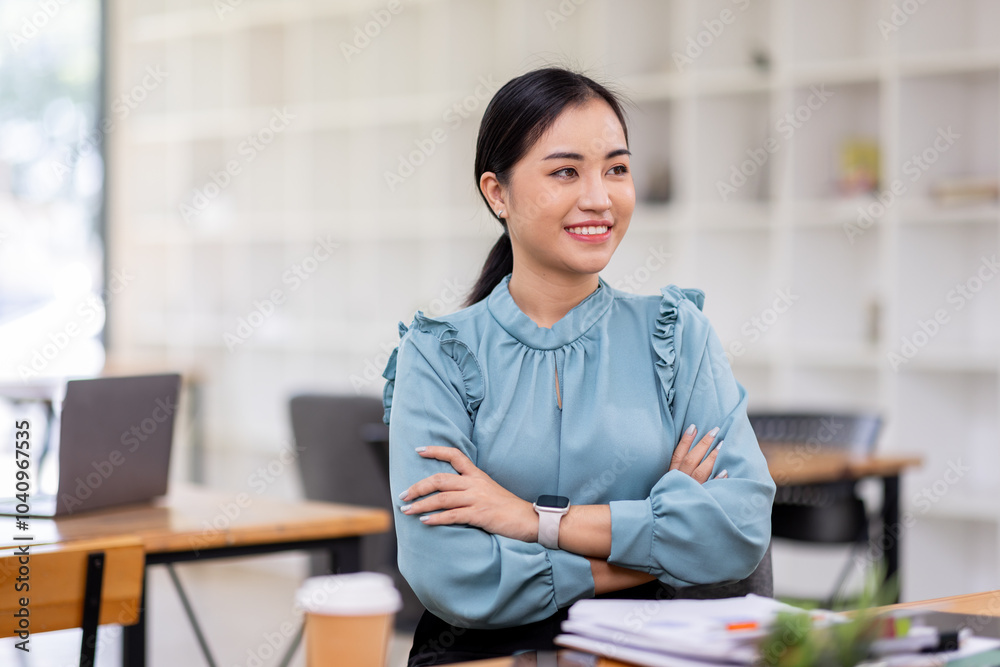 Asian Business woman work at workplace. concept of tax, report, accounting, statistics, and analytical research.
Asian Business woman work at workplace. concept of tax, report, accounting, statistics, and analytical research.