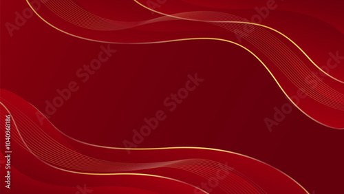 Abstract red luxury background with gold lines. Elegant wave modern wallpaper. Template banner background for sales, ads, events, awards, web, pages, and others