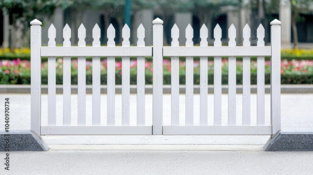 White Wooden Gate in a Garden Setting White Wooden Gate in a Garden Setting
