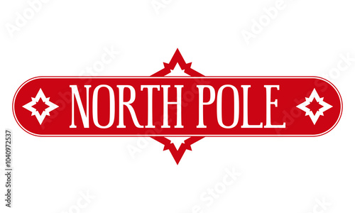 North pole. Christmas stamp design. Holiday template for Xmas handmade gifts. Vector illustration