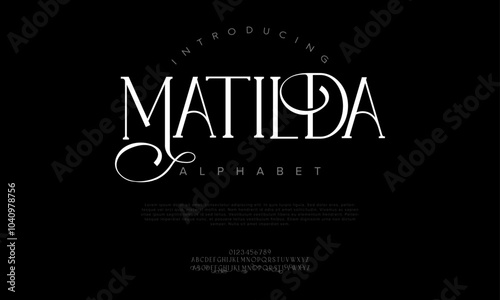 Matilda typography beauty fashion elegant minimalist serif italic fonts decorative wedding vintage retro logos. Minimal luxury font alphabet logo. Vector illustration