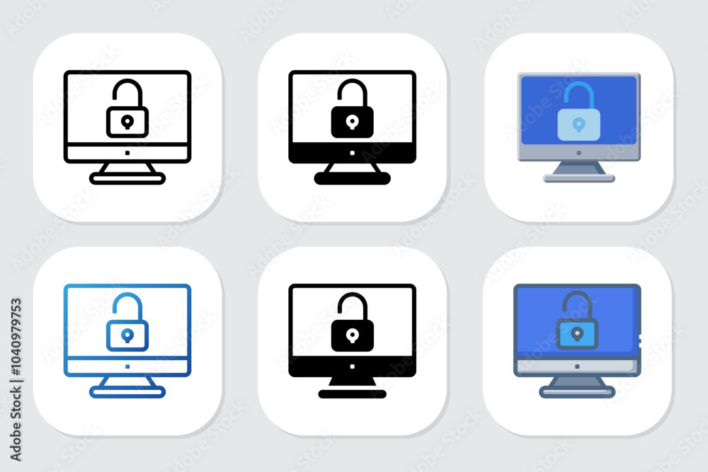 unlock icons with various design styles unlock icons with various design styles