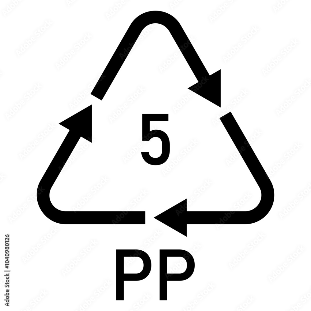 Illustration plastics recycling codes PP 5. Polypropylene Illustration plastics recycling codes PP 5. Polypropylene