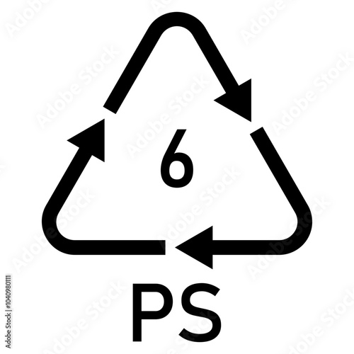 Illustration plastics recycling codes PS 6. Polystyrene