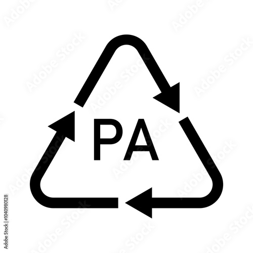 Illustration plastics recycling codes PA. Polyamide (Nylon)