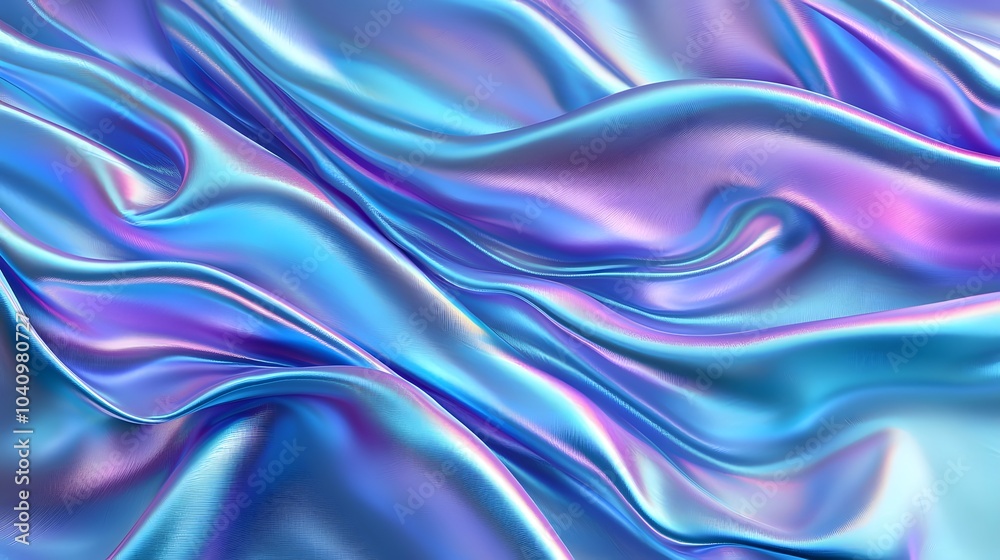 Elegant Swirls of Iridescent Satin Fabric A Mesmerizing Display of Light and Texture in Motion