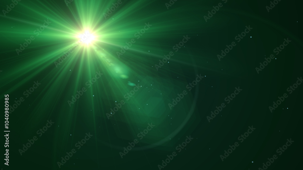 Green Flare Lights With Lens Flare, Widescreen 4K Resolution