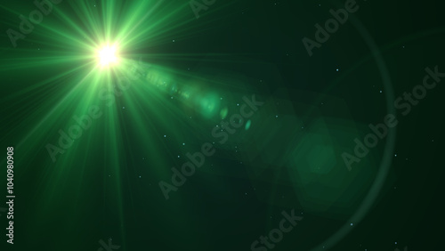 Green Flare Lights With Lens Flare, Widescreen 4K Resolution