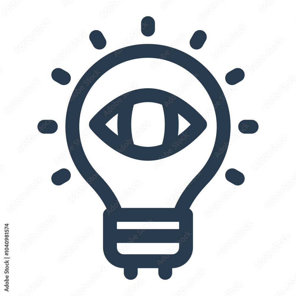 Insightful Idea Lightbulb with Eye Symbol Insightful Idea Lightbulb with Eye Symbol