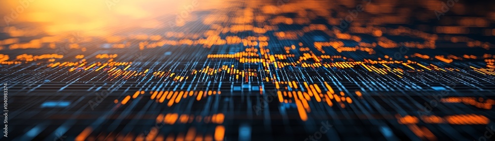 Financial Overbought Zone with Dramatic Sky and Market Symbols - 3D Illustration