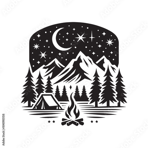 Explore Winter Camping Silhouettes – Download High-Quality Vector Graphics