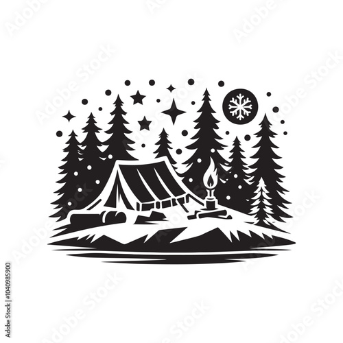 Explore Winter Camping Silhouettes – Download High-Quality Vector Graphics