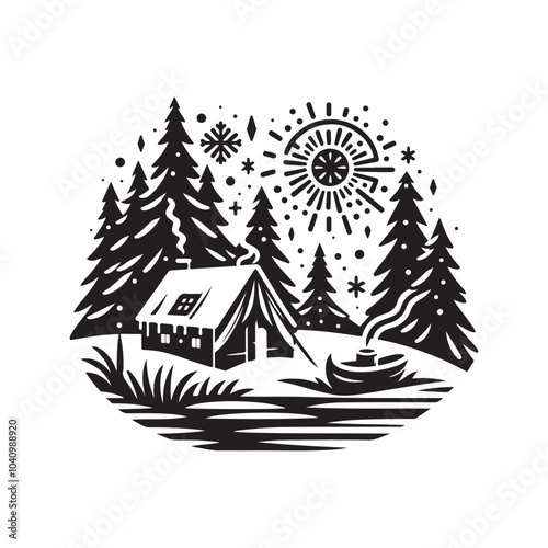 Explore Winter Camping Silhouettes – Download High-Quality Vector Graphics