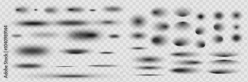 Vector shadows isolated. Set of round and square shadow effects.