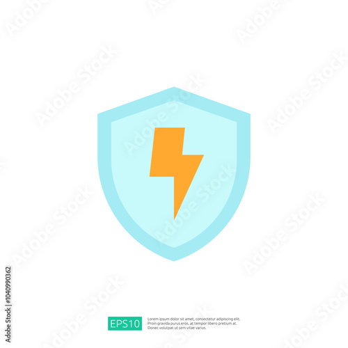 The image features a light blue shield with a lightning bolt symbol, representing protection against electrical hazards or energy-related issues.