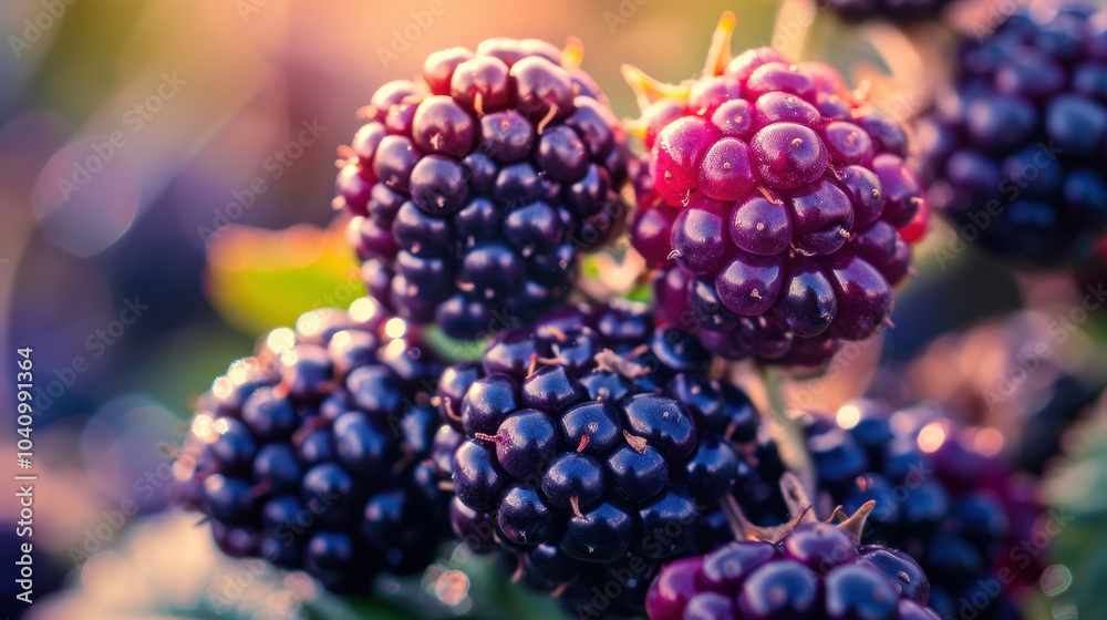 A bunch of black berries with a purple hue A bunch of black berries with a purple hue