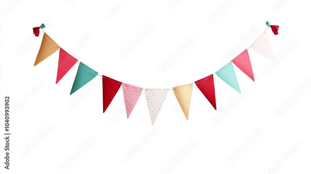 Obraz premium Colorful fabric bunting decor hanging for a festive celebration in a bright setting