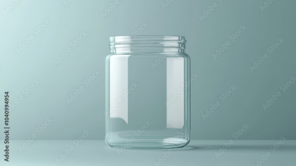 Empty glass jar with white lid, a versatile storage solution for kitchen and home Empty glass jar with white lid, a versatile storage solution for kitchen and home
