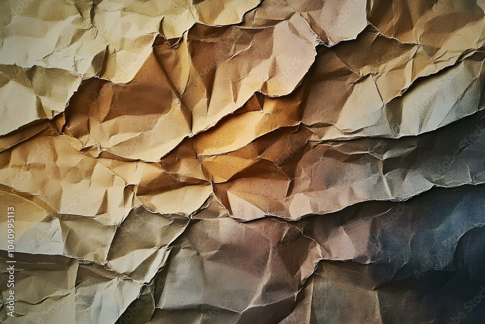 Textured Crumpled Paper Background with Earthy Tones Textured Crumpled Paper Background with Earthy Tones