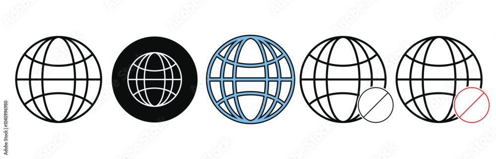 Globe icon vector set, global communication icon set, world wide web icon vector set in flat style isolated on white background. Globe icon vector set, global communication icon set, world wide web icon vector set in flat style isolated on white background.
