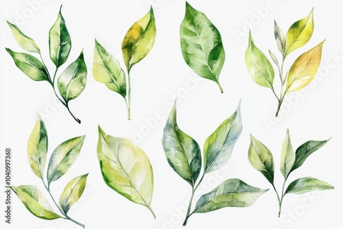 Isolated PNG Images of Matcha Leaves for Morning Drinks