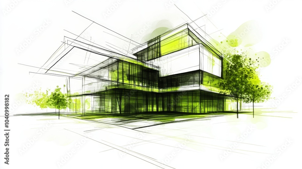 Conceptual representation of eco-friendly architecture principles. Conceptual representation of eco-friendly architecture principles.
