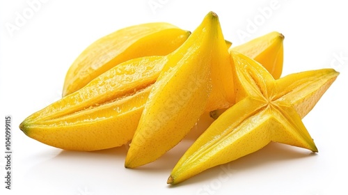 A collection of vibrant yellow starfruits arranged artistically.