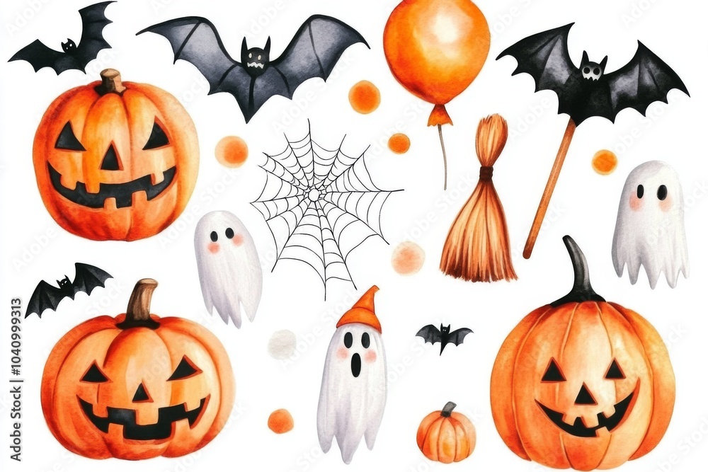 Fototapeta premium Whimsical Watercolor Halloween Collection 