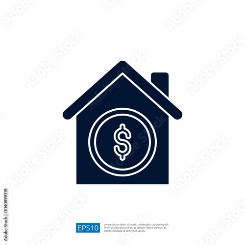 A simple graphic representation of a house with a dollar sign inside, symbolizing finance, real estate, or investment.