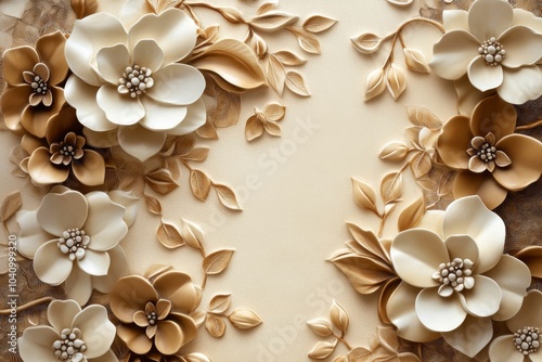 Intricate Stucco Design Featuring Delicate Hydrangea Details