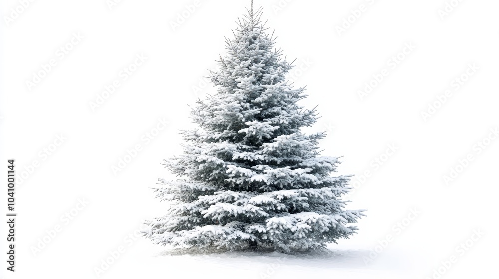 Snowy white christmas tree, a vision of winter wonderland magic sparkling Snowy white christmas tree, a vision of winter wonderland magic sparkling