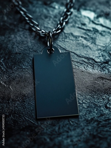 Obraz na płótnie Chain with attached black tag