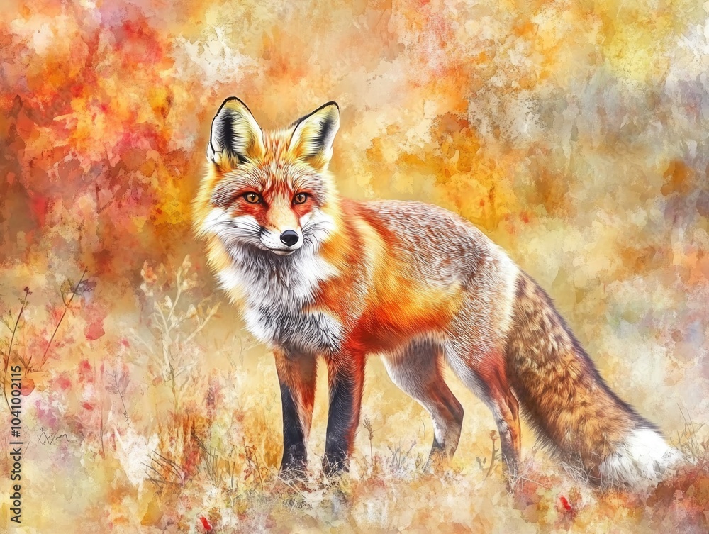 Obraz premium Fox standing in a field