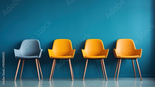 Four Chairs Against a Teal Wall