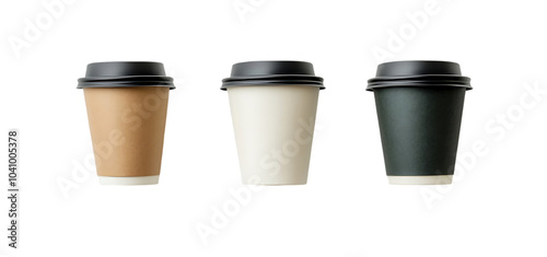 Wallpaper Mural three set of disposable coffee cup isolated transparent background Torontodigital.ca