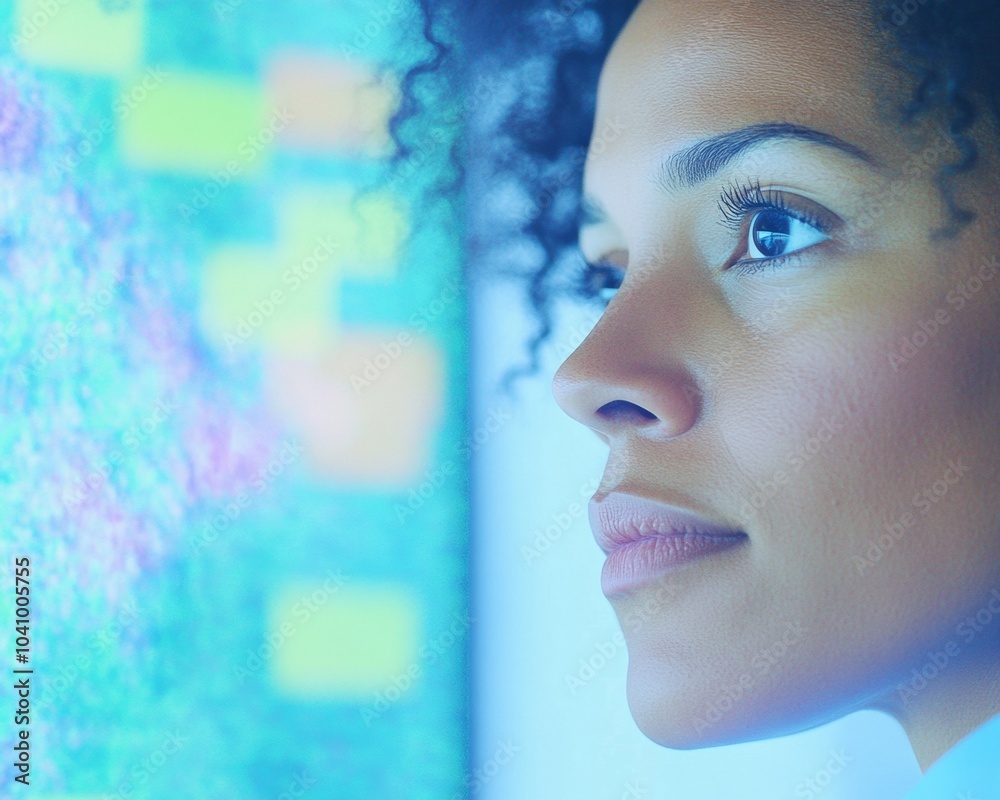 Focused Female Aerospace Engineer Analyzing Data in Modern Office Environment Focused Female Aerospace Engineer Analyzing Data in Modern Office Environment