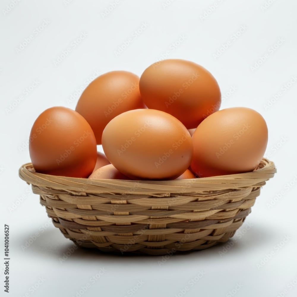 Macro photograph, woven basket, brown eggs, natural lighting, soft shadows, organic textures, simple composition, farm fresh, rustic charm, muted tones, high detail, studio setting, clean background, Macro photograph, woven basket, brown eggs, natural lighting, soft shadows, organic textures, simple composition, farm fresh, rustic charm, muted tones, high detail, studio setting, clean background,