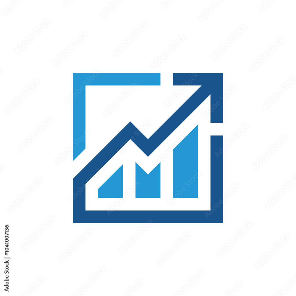 Bar chart with arrows, financial accounting logo design Bar chart with arrows, financial accounting logo design
