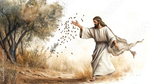 A beautiful representation of the parable of the sower in soft hues. photo