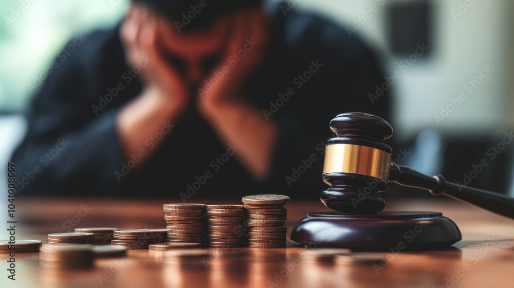 Reflections of sadness in a man's face in the shadow of justice. Reflections of sadness in a man's face in the shadow of justice.