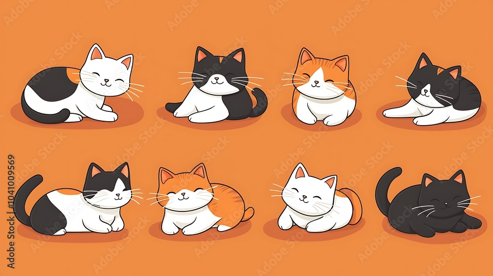 Cute Cat Collection: An adorable set of cartoon cats in various poses, perfect for adding a touch of cuteness to your designs. Cute Cat Collection: An adorable set of cartoon cats in various poses, perfect for adding a touch of cuteness to your designs.