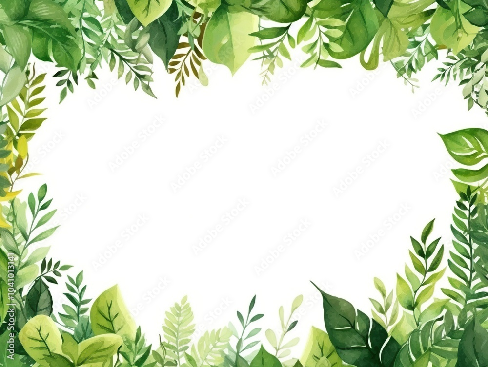 Naklejka premium Green Foliage Border Design
