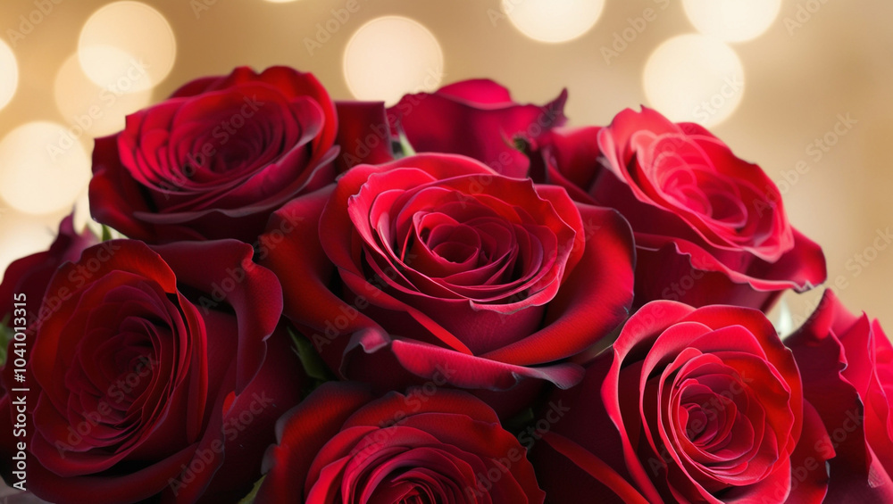 Vibrant Red Roses Macro Shot with Dreamy Bokeh and Warm Hues Vibrant Red Roses Macro Shot with Dreamy Bokeh and Warm Hues