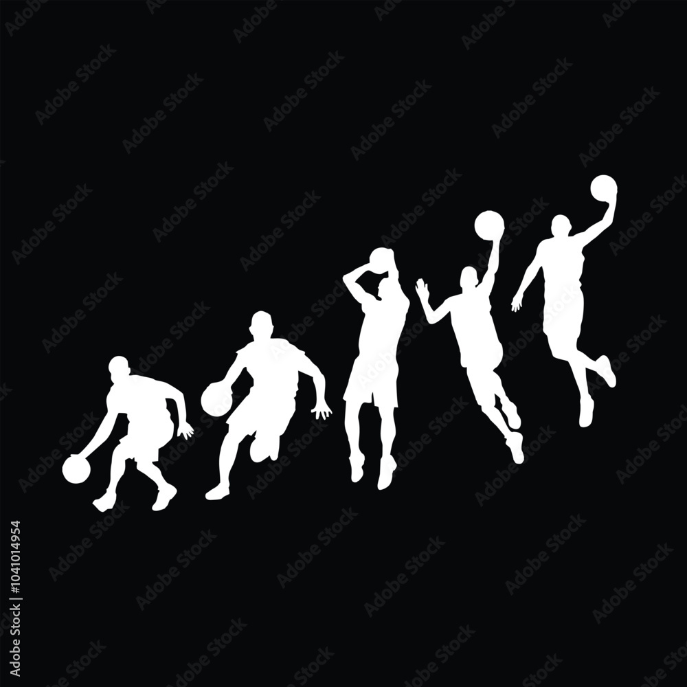Basketball player silhouette poses with various styles Basketball player silhouette poses with various styles
