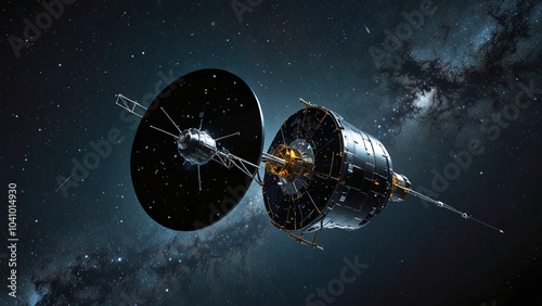 Futuristic Engineering: Reflective Satellite for Space Exploration photo