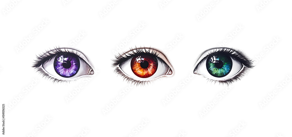 three set of eyes with different colors isolated transparent background three set of eyes with different colors isolated transparent background